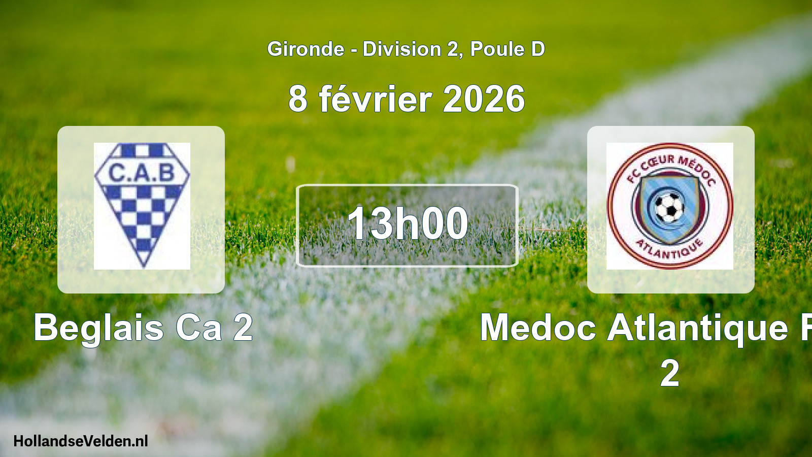 Geplande wedstrijd: Beglais Ca 2 - Medoc Atlantique Fcc 2 (8 février 2026)