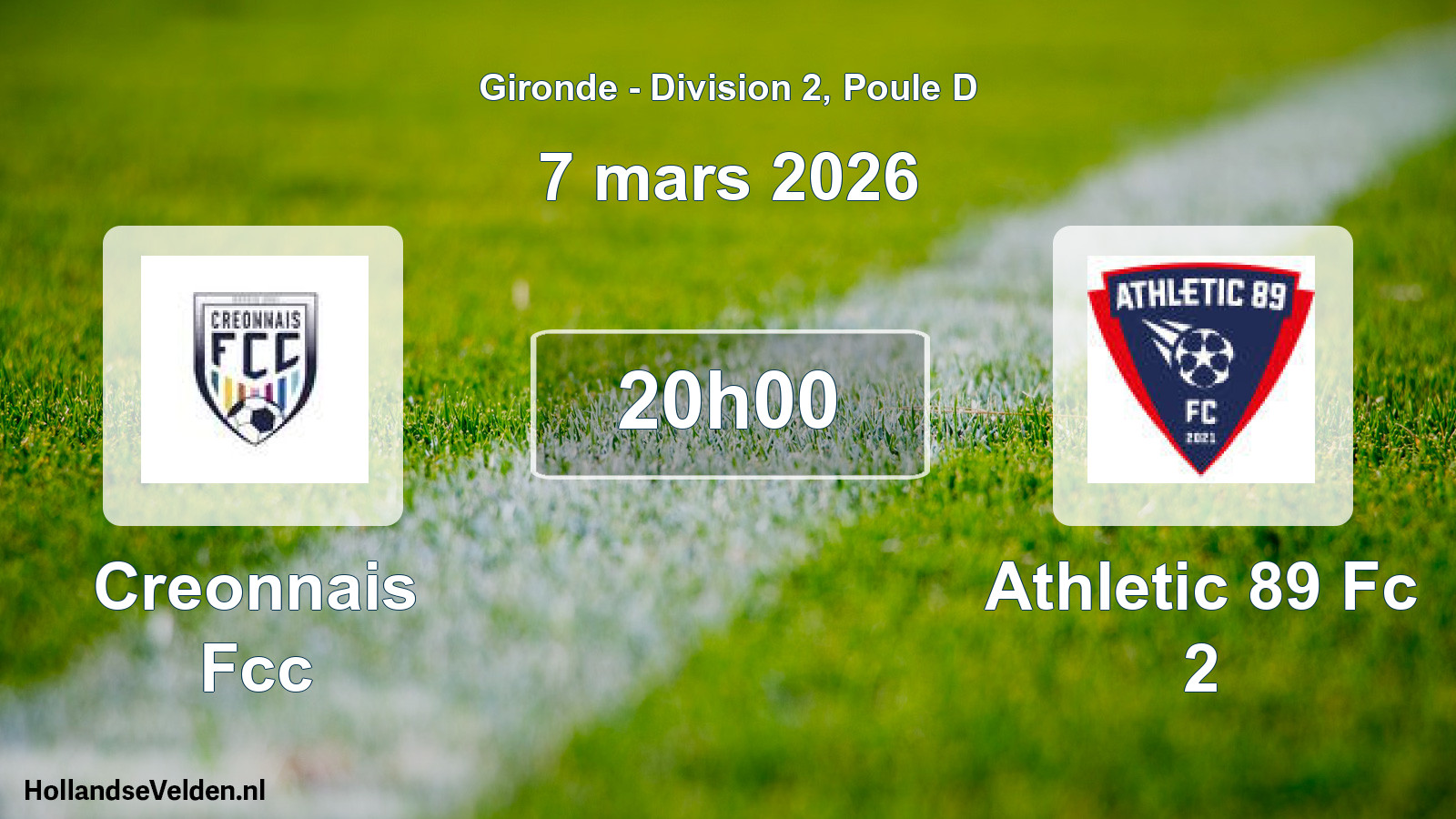 Geplande wedstrijd: Creonnais Fcc - Athletic 89 Fc 2 (7 maart 2026)