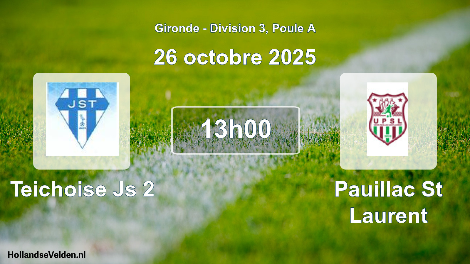 Geplande wedstrijd: Teichoise Js 2 - Pauillac St Laurent (26 oktober 2025)