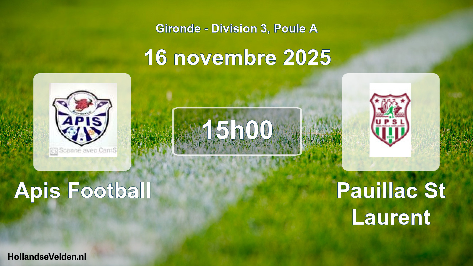 Geplande wedstrijd: Apis Football - Pauillac St Laurent (16 novembre 2025)