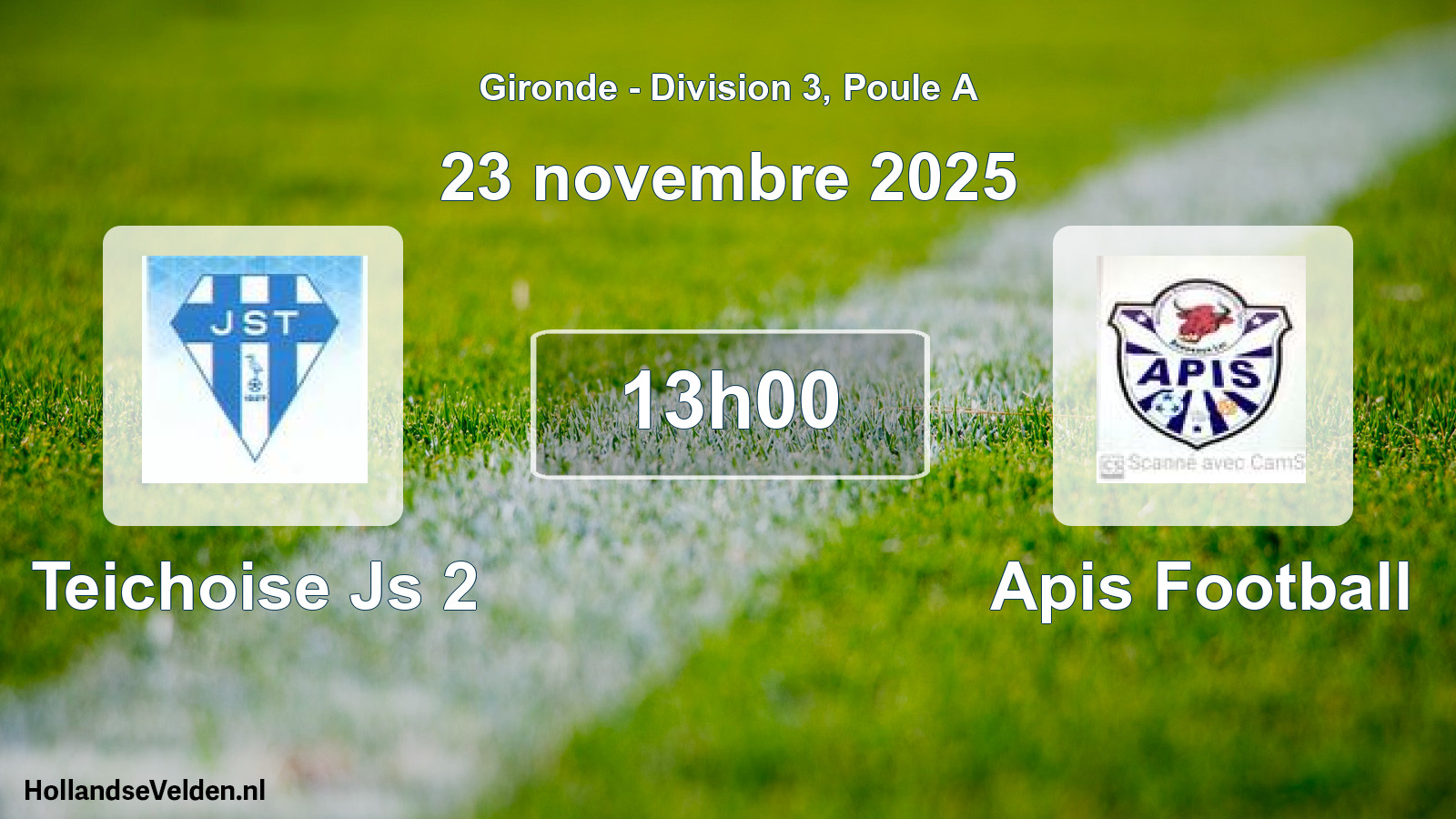 Geplande wedstrijd: Teichoise Js 2 - Apis Football (23 novembre 2025)