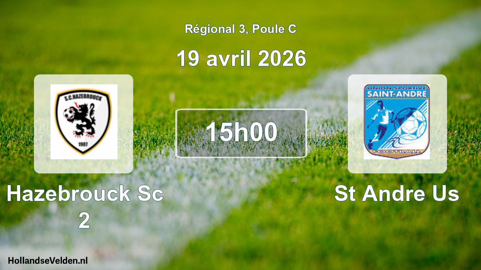 Geplande wedstrijd: Hazebrouck Sc 2 - St Andre Us (19 april 2026)