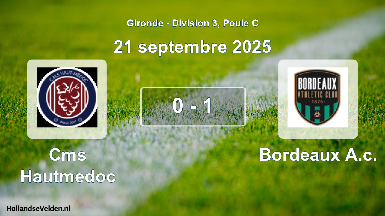 Gespeelde wedstrijd: Cms Hautmedoc - Bordeaux A.c. 0 - 1 (21 septembre 2025)