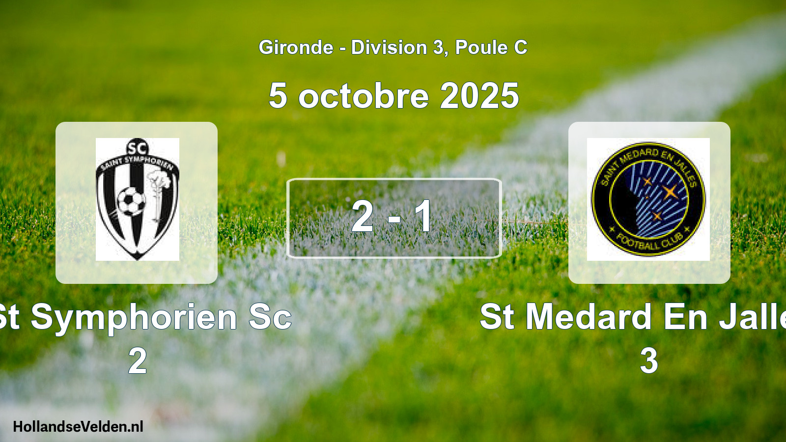 Gespeelde wedstrijd: St Symphorien Sc 2 - St Medard En Jalles 3 2 - 1 (5 octobre 2025)