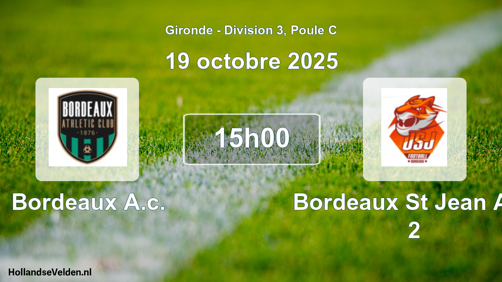 Geplande wedstrijd: Bordeaux A.c. - Bordeaux St Jean Asu 2 (19 octobre 2025)
