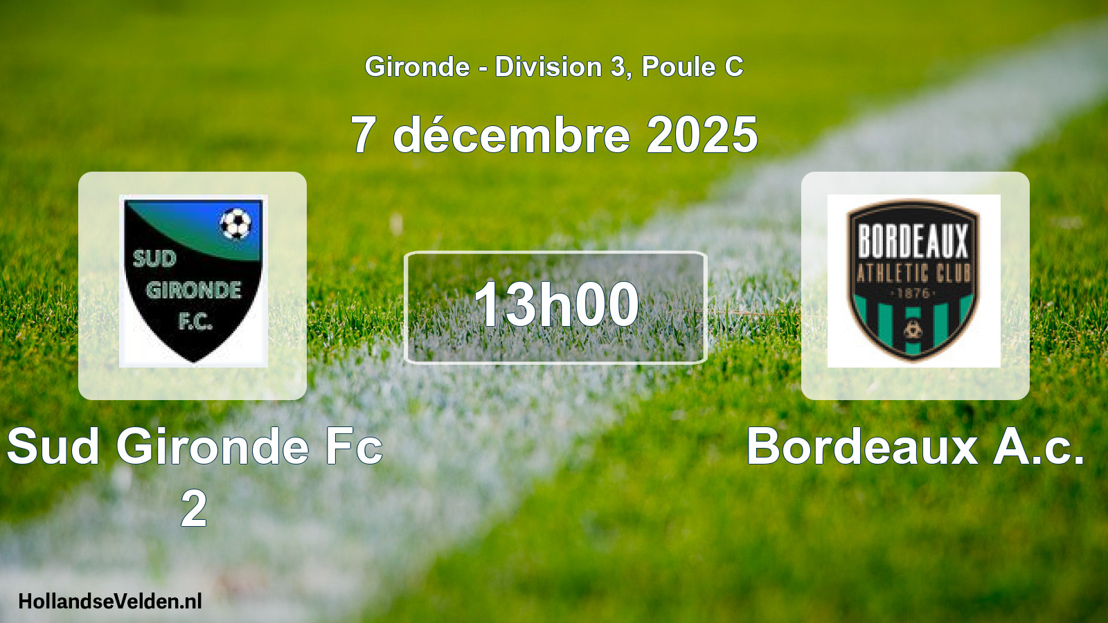 Geplande wedstrijd: Sud Gironde Fc 2 - Bordeaux A.c. (7 décembre 2025)