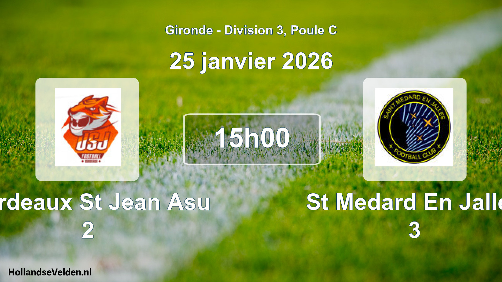 Geplande wedstrijd: Bordeaux St Jean Asu 2 - St Medard En Jalles 3 (25 janvier 2026)