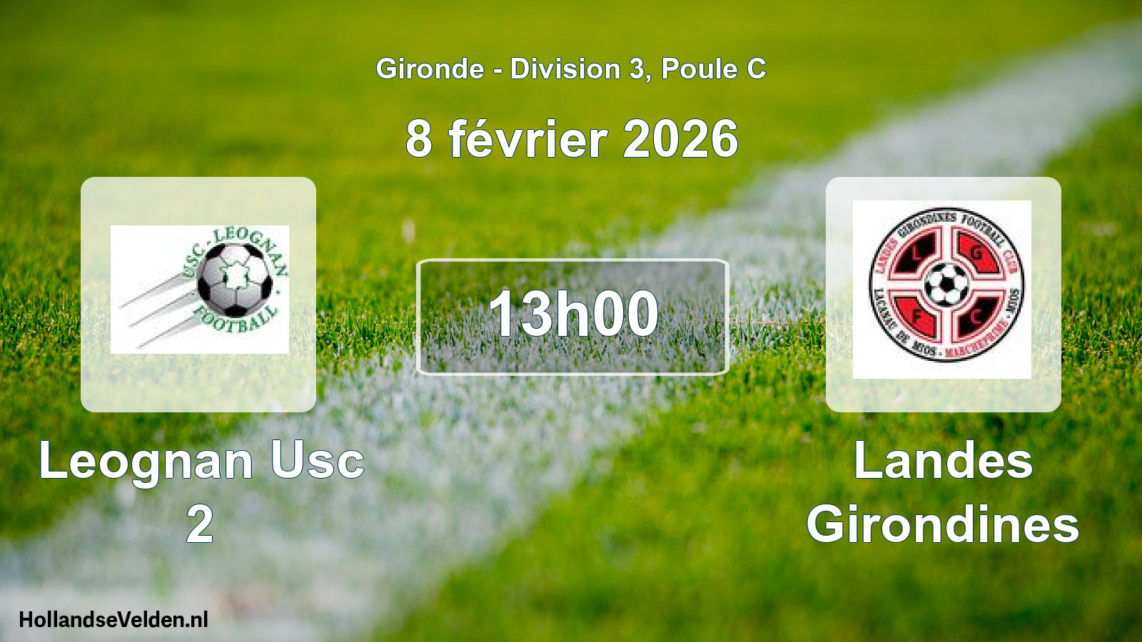 Geplande wedstrijd: Leognan Usc 2 - Landes Girondines (8 février 2026)