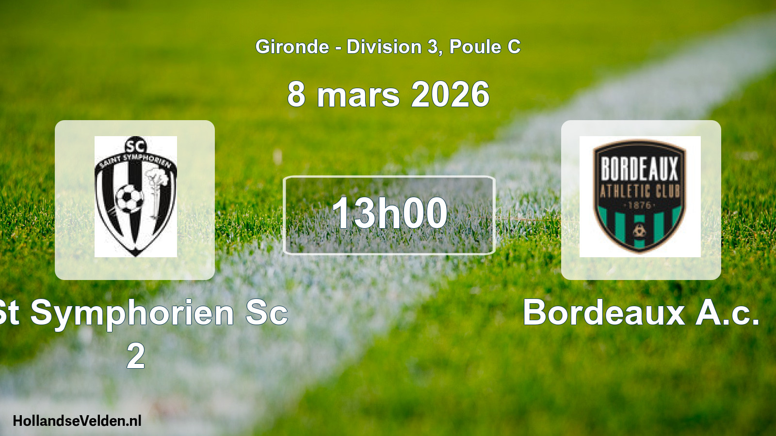 Geplande wedstrijd: St Symphorien Sc 2 - Bordeaux A.c. (8 mars 2026)