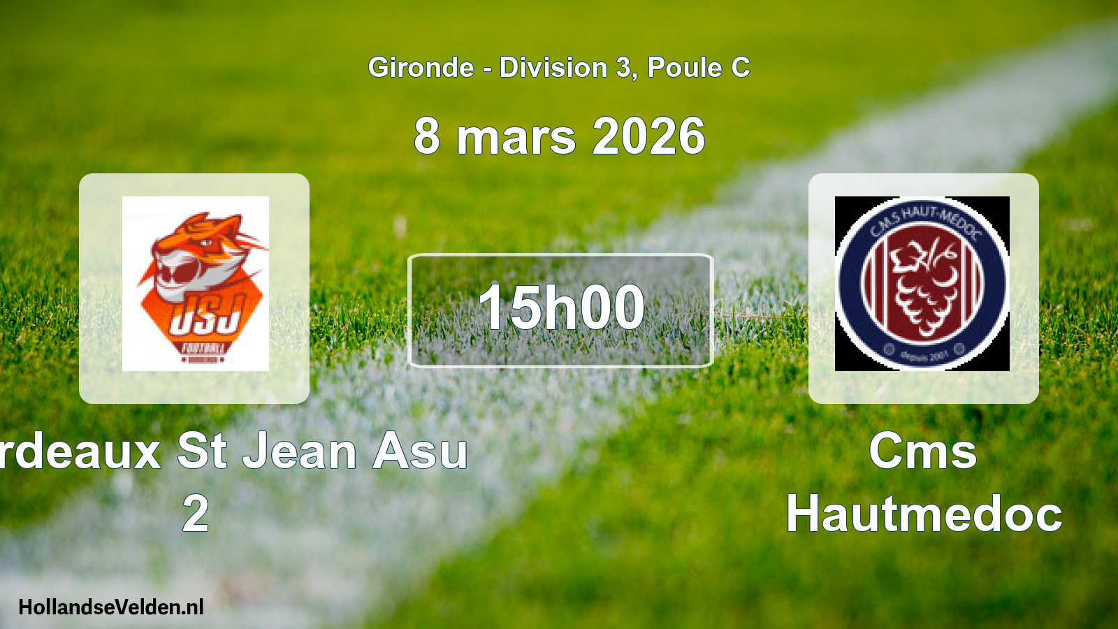 Geplande wedstrijd: Bordeaux St Jean Asu 2 - Cms Hautmedoc (8 mars 2026)
