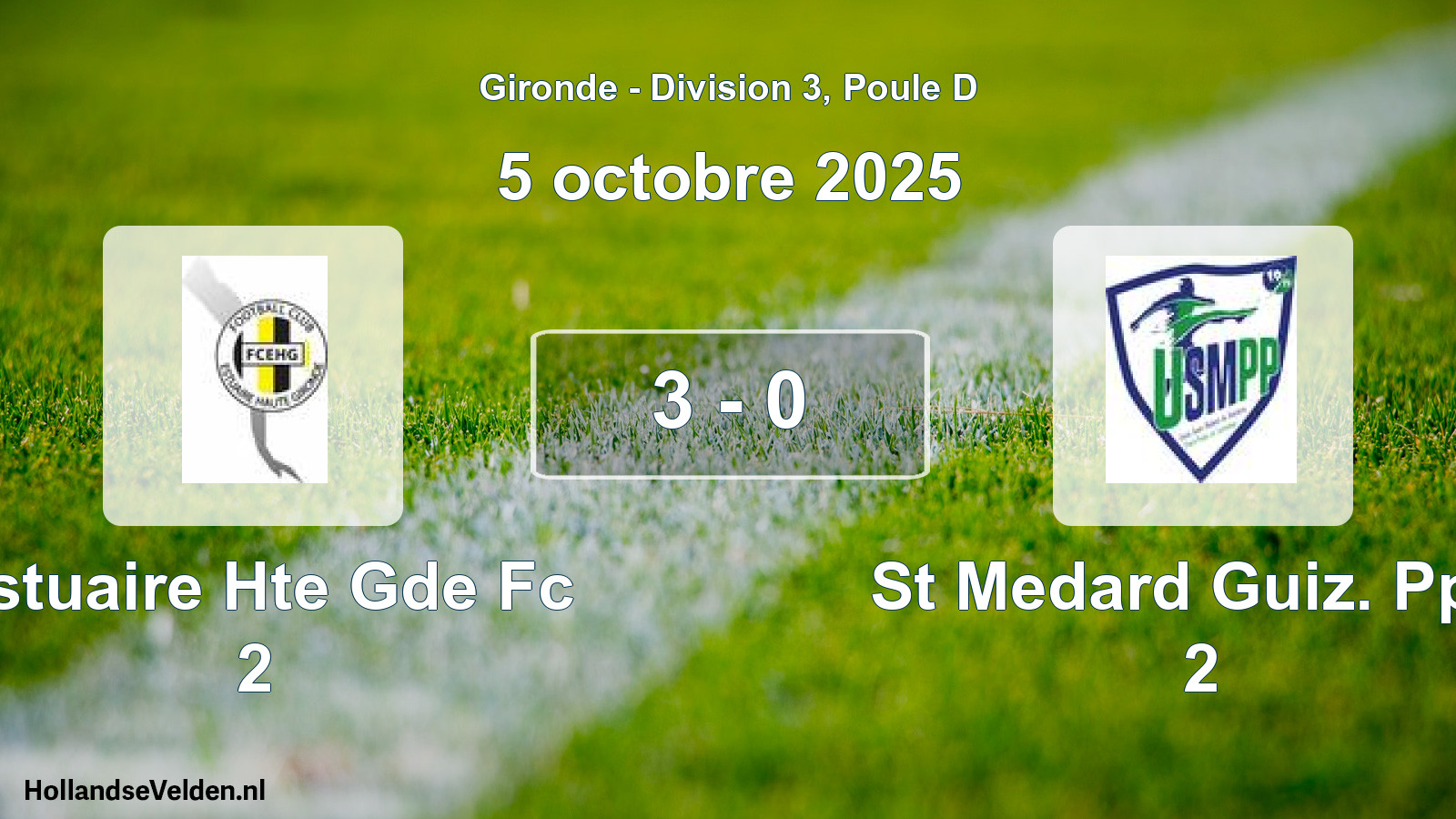 Gespeelde wedstrijd: Estuaire Hte Gde Fc 2 - St Medard Guiz. Ppe. 2 3 - 0 (5 octobre 2025)