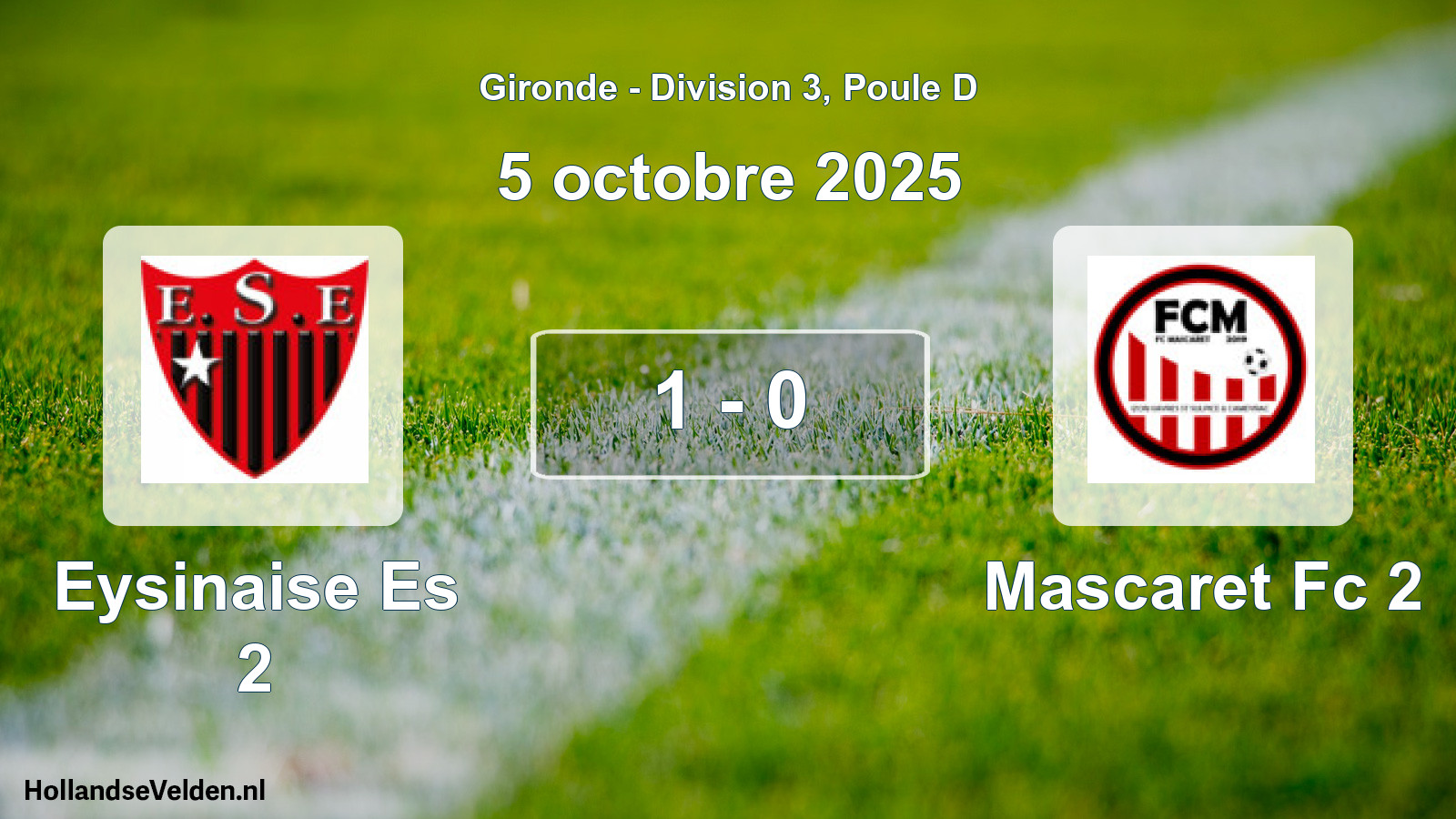 Gespeelde wedstrijd: Eysinaise Es 2 - Mascaret Fc 2 1 - 0 (5 oktober 2025)