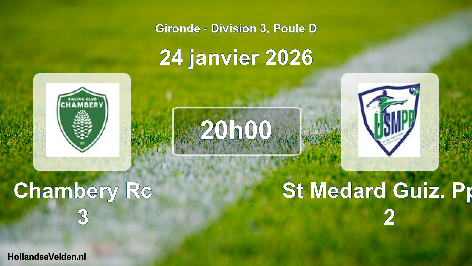 Geplande wedstrijd: Chambery Rc 3 - St Medard Guiz. Ppe. 2 (24 janvier 2026)