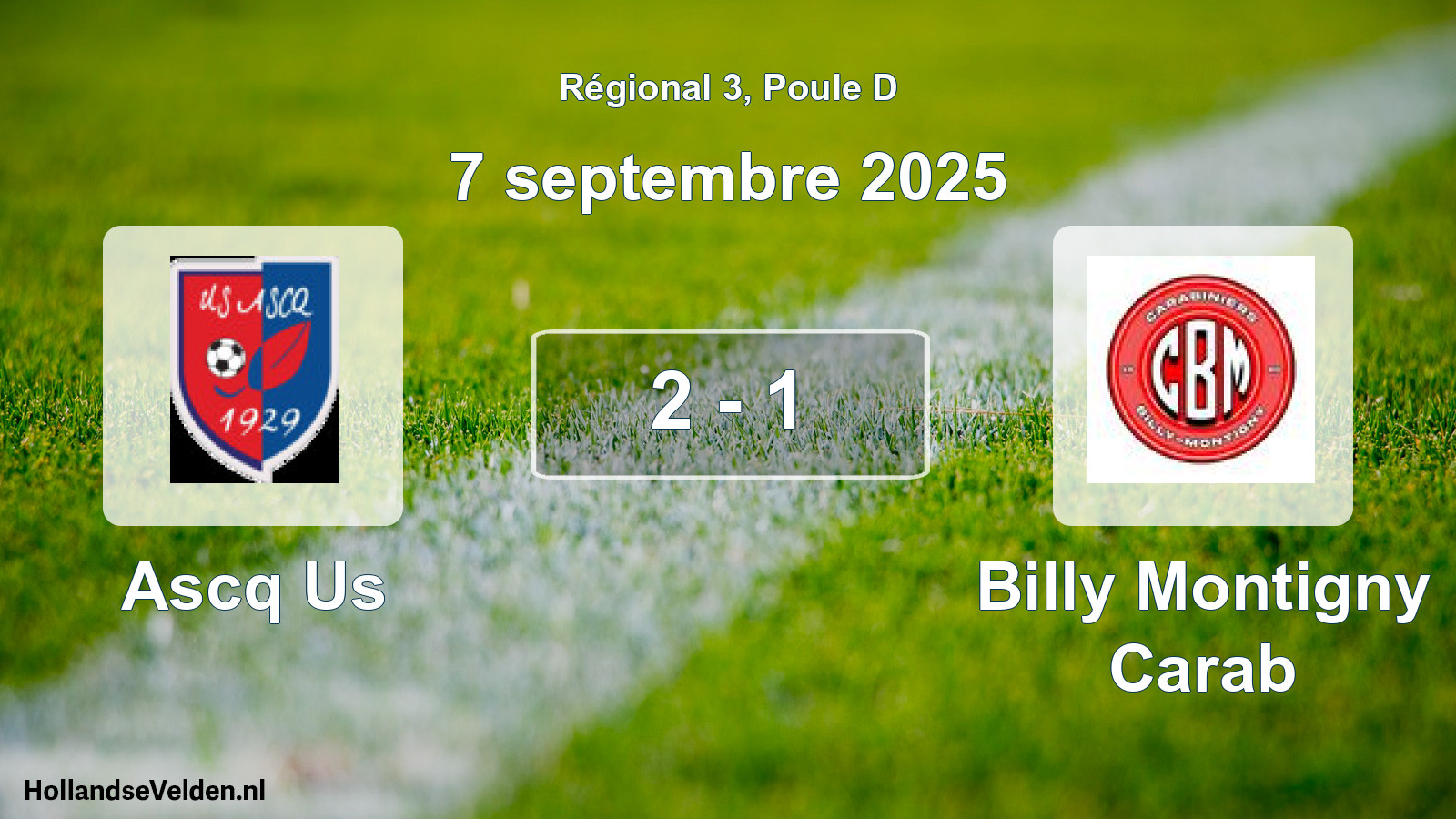 Gespeelde wedstrijd: Ascq Us - Billy Montigny Carab 2 - 1 (7 septembre 2025)
