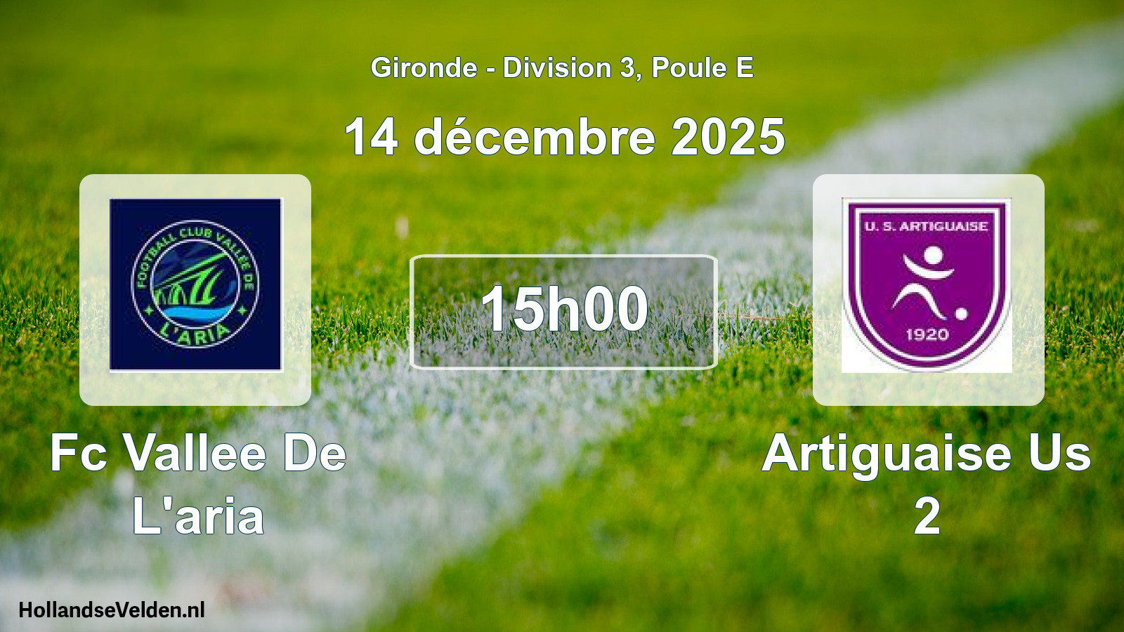 Scheduled Match: Fc Vallee De L'aria - Artiguaise Us 2 (14 December 2025)
