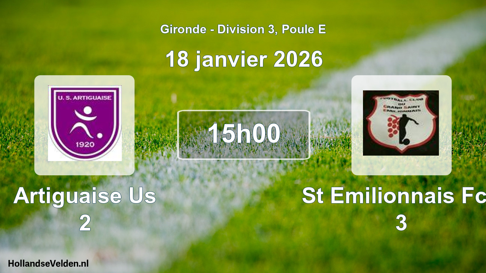 Scheduled Match: Artiguaise Us 2 - St Emilionnais Fcg 3 (18 January 2026)