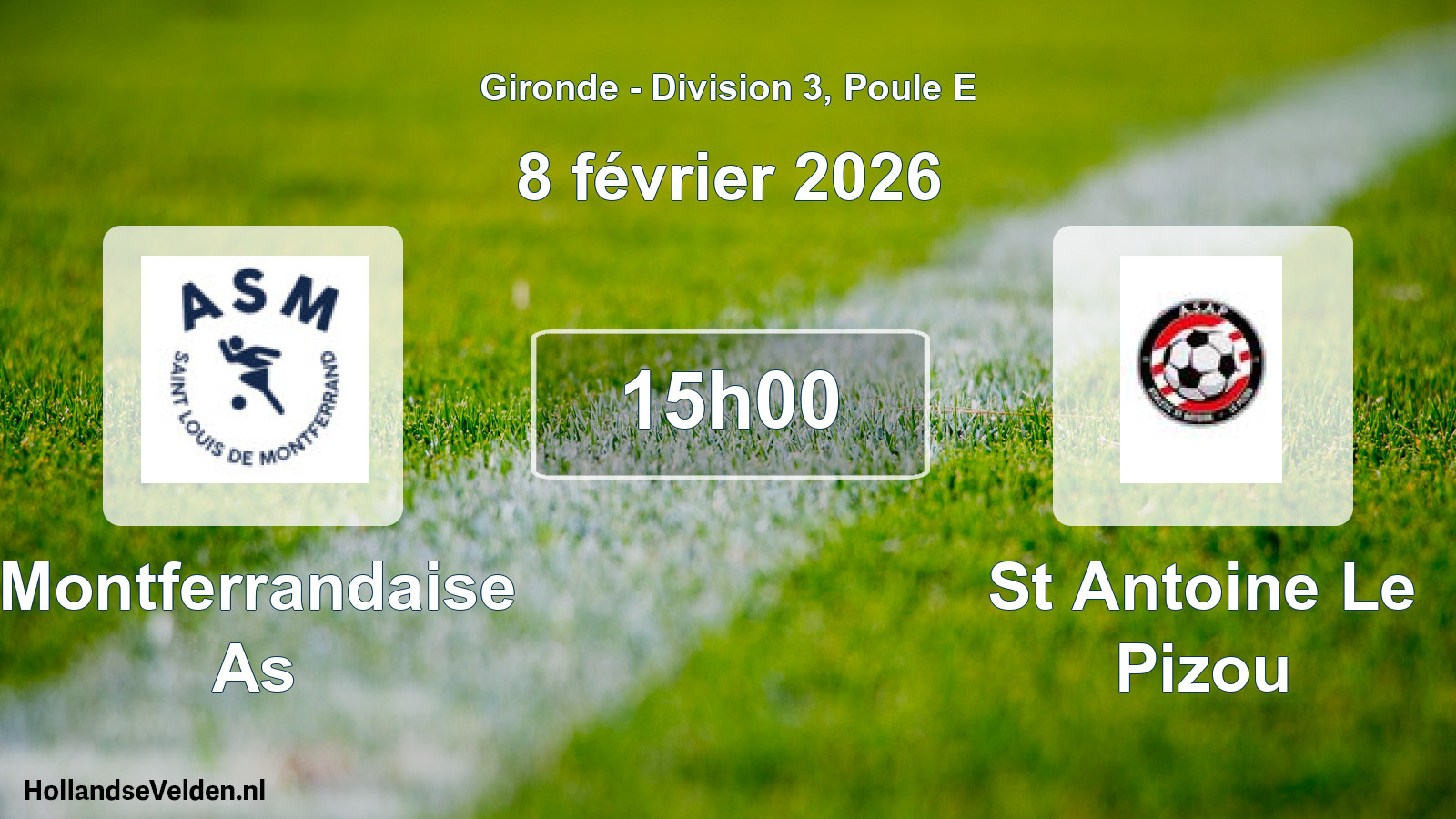 Geplande wedstrijd: Montferrandaise As - St Antoine Le Pizou (8 février 2026)
