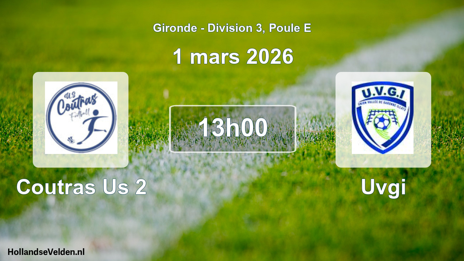 Geplande wedstrijd: Coutras Us 2 - Uvgi (1 mars 2026)