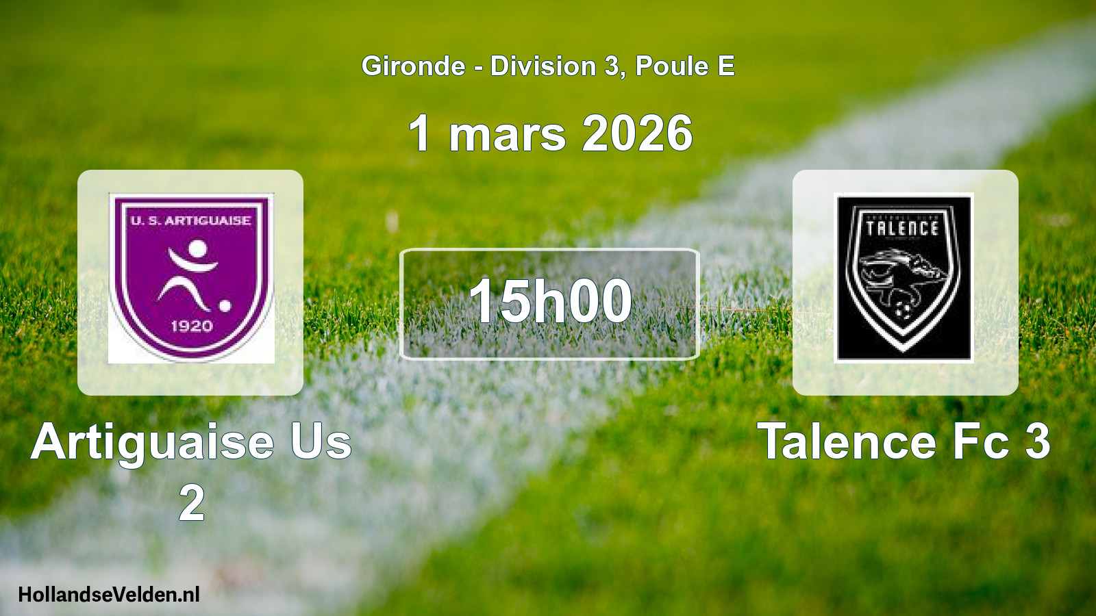 Scheduled Match: Artiguaise Us 2 - Talence Fc 3 (1 March 2026)