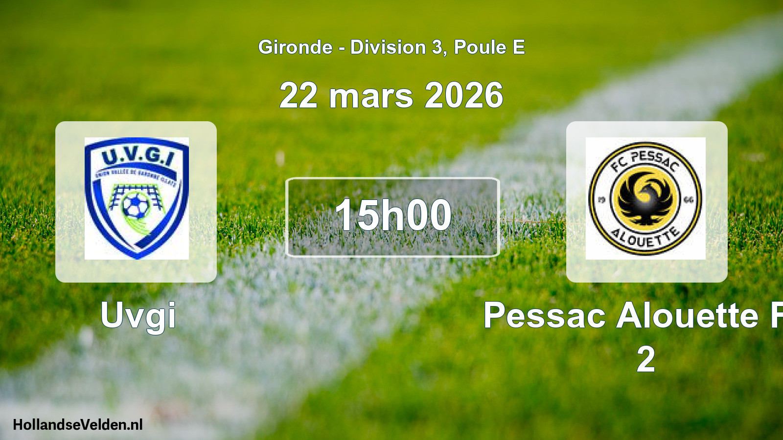 Geplande wedstrijd: Uvgi - Pessac Alouette Fc 2 (22 mars 2026)
