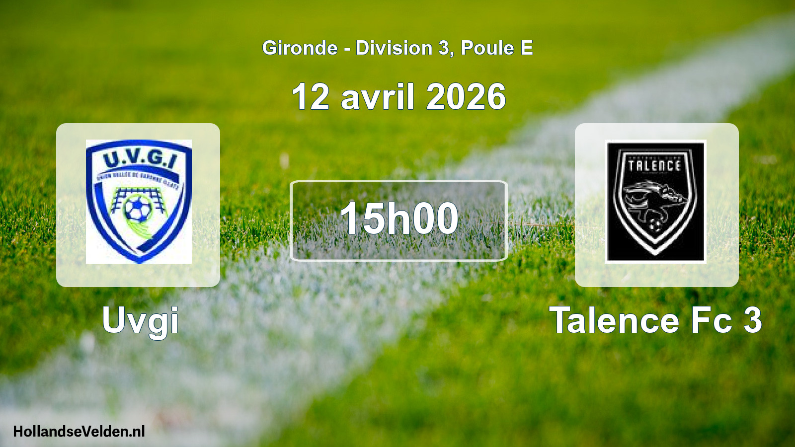 Geplande wedstrijd: Uvgi - Talence Fc 3 (12 avril 2026)