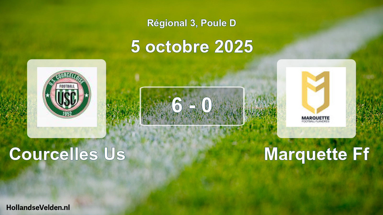 Gespeelde wedstrijd: Courcelles Us - Marquette Ff 6 - 0 (5 octobre 2025)