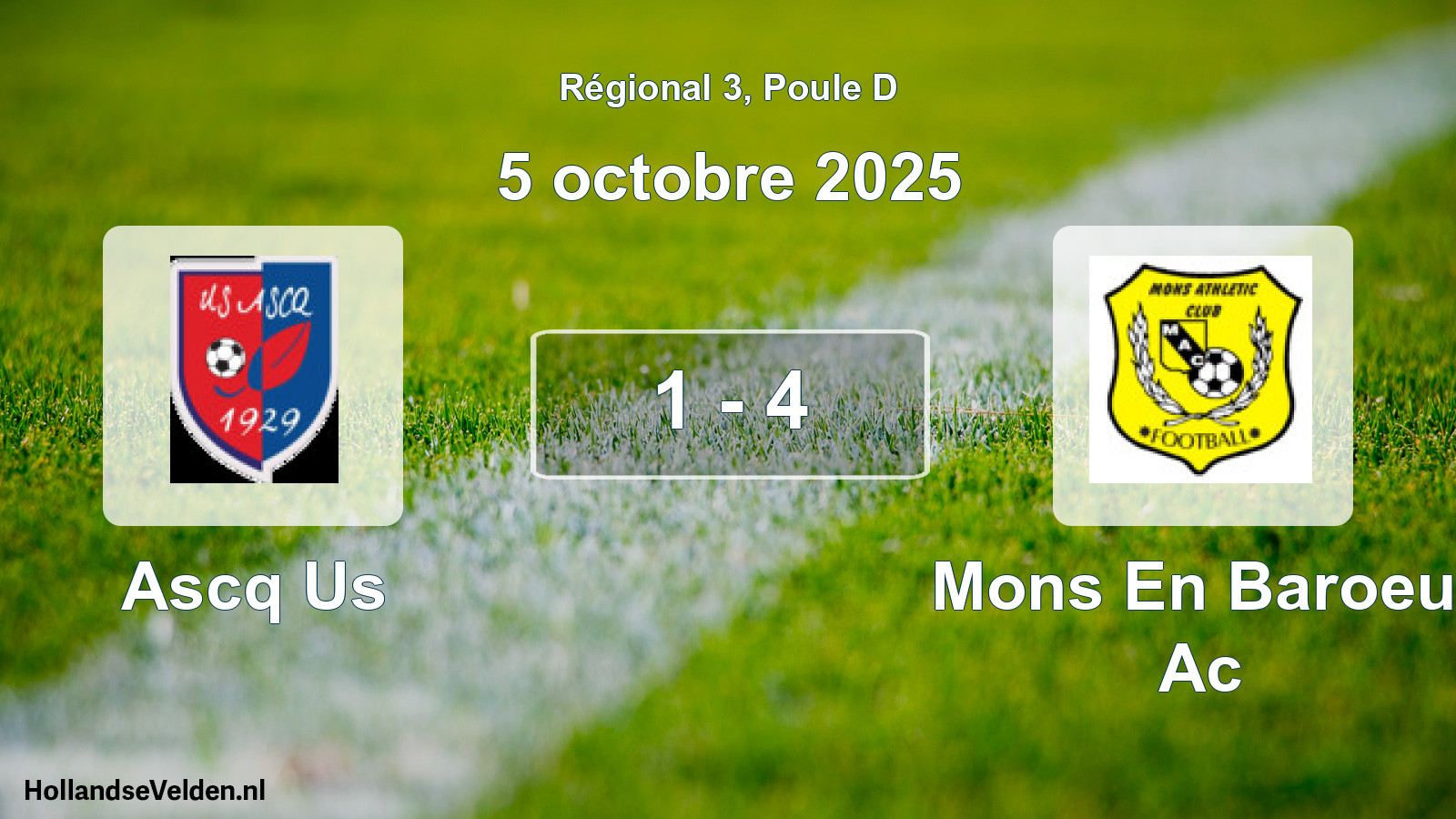Gespeelde wedstrijd: Ascq Us - Mons En Baroeul Ac 1 - 4 (5 octobre 2025)