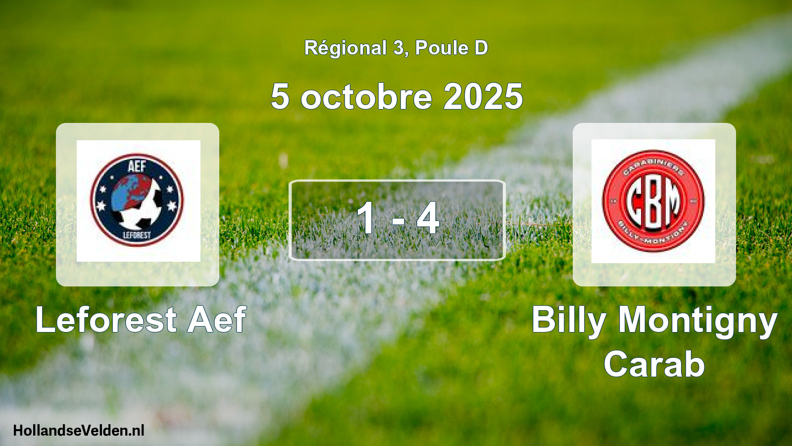 Gespeelde wedstrijd: Leforest Aef - Billy Montigny Carab 1 - 4 (5 octobre 2025)