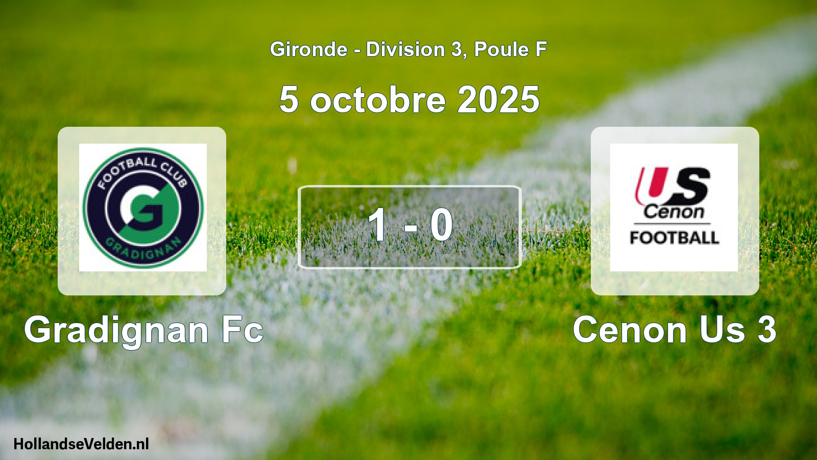 Gespeelde wedstrijd: Gradignan Fc - Cenon Us 3 1 - 0 (5 octobre 2025)