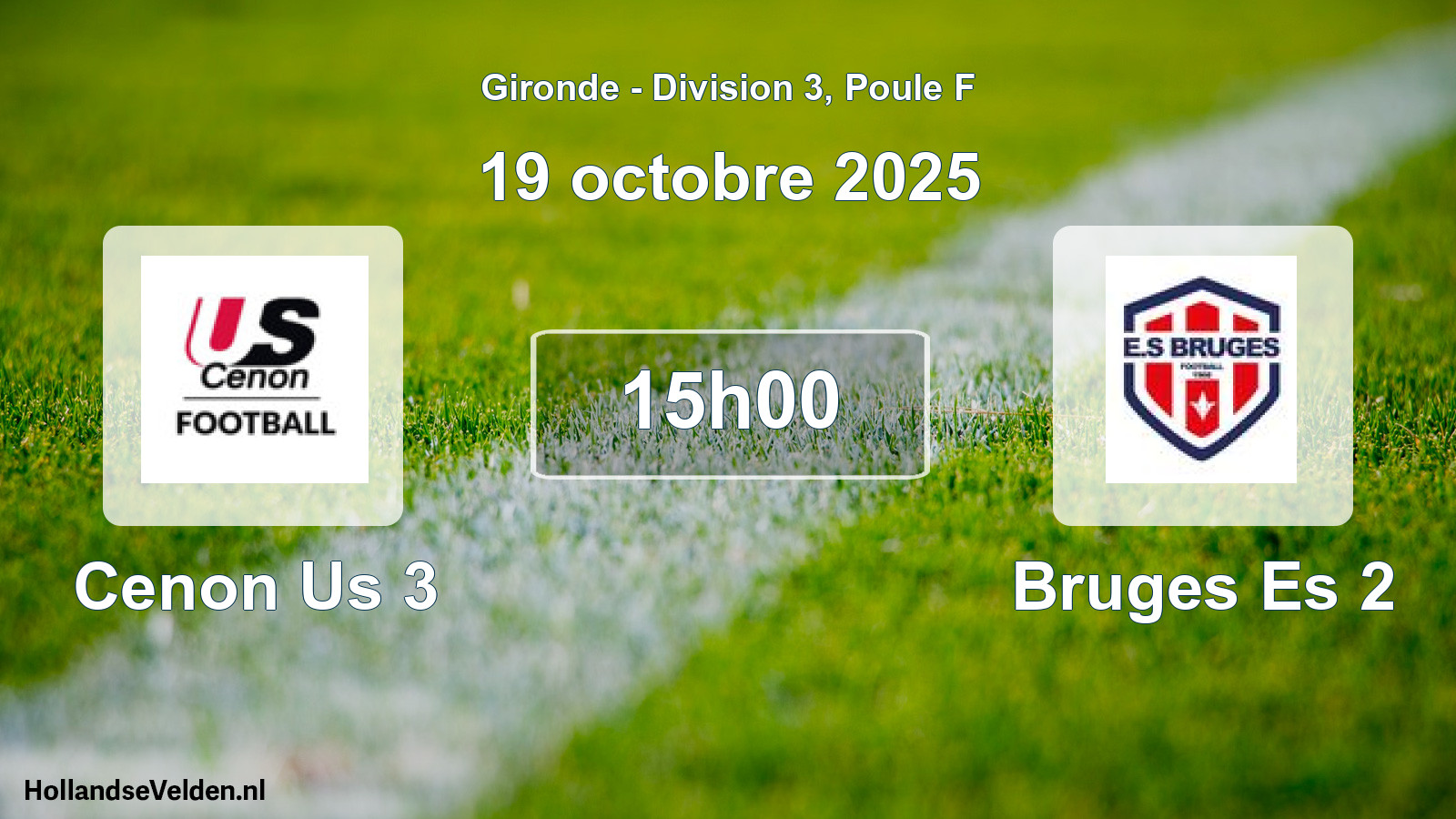 Geplande wedstrijd: Cenon Us 3 - Bruges Es 2 (19 octobre 2025)