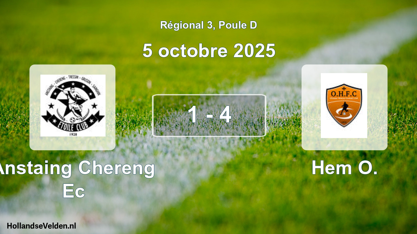 Gespeelde wedstrijd: Anstaing Chereng Ec - Hem O. 1 - 4 (5 octobre 2025)