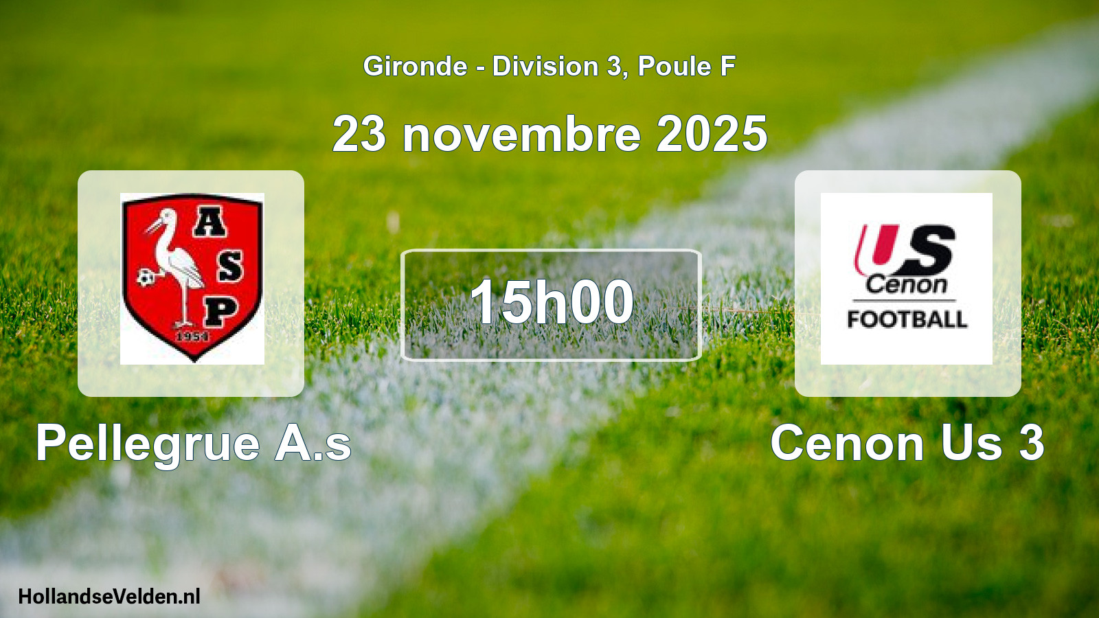 Geplande wedstrijd: Pellegrue A.s - Cenon Us 3 (23 novembre 2025)