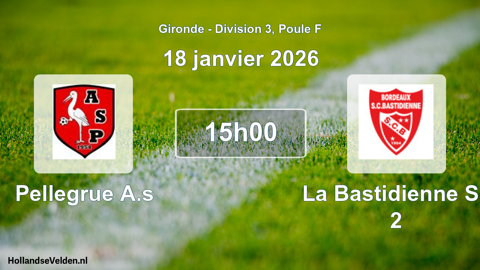 Geplande wedstrijd: Pellegrue A.s - La Bastidienne Sc 2 (18 janvier 2026)