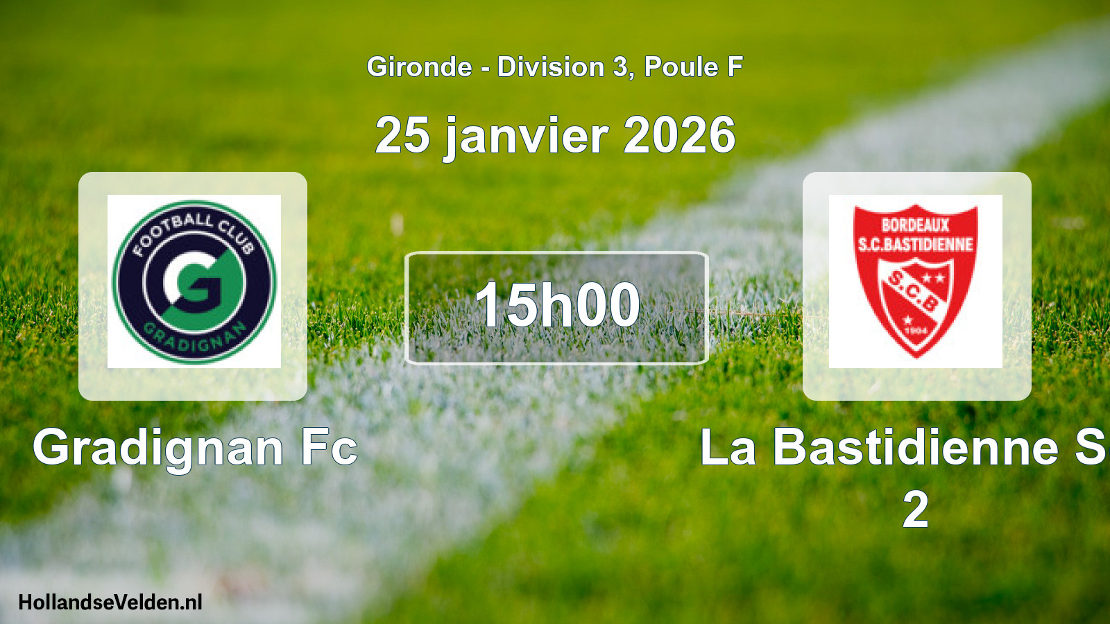 Geplande wedstrijd: Gradignan Fc - La Bastidienne Sc 2 (25 janvier 2026)
