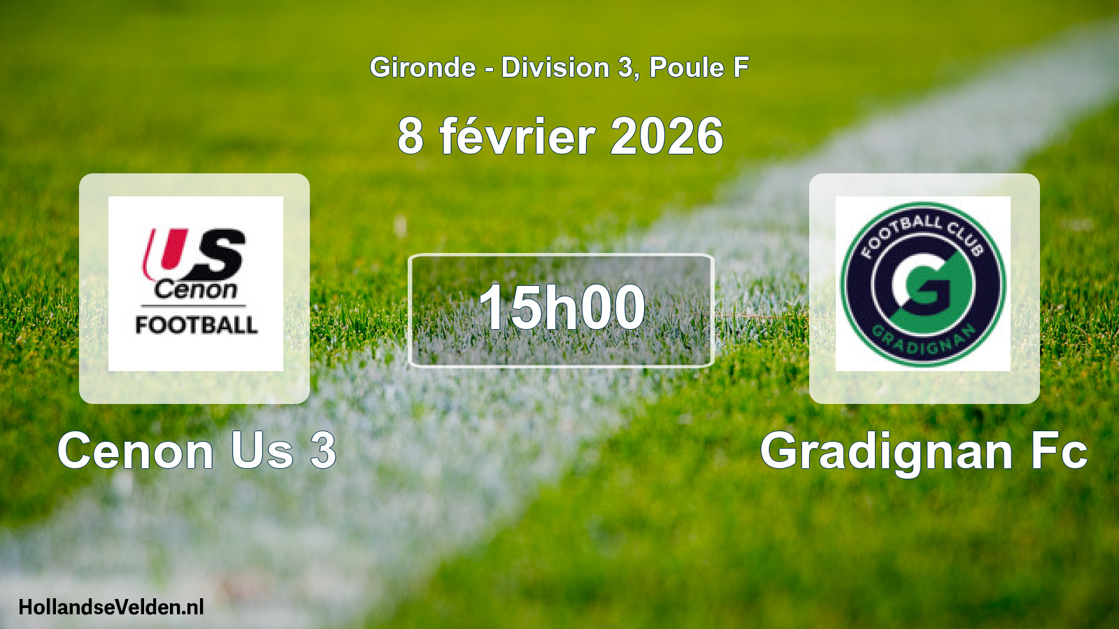 Scheduled Match: Cenon Us 3 - Gradignan Fc (8 February 2026)