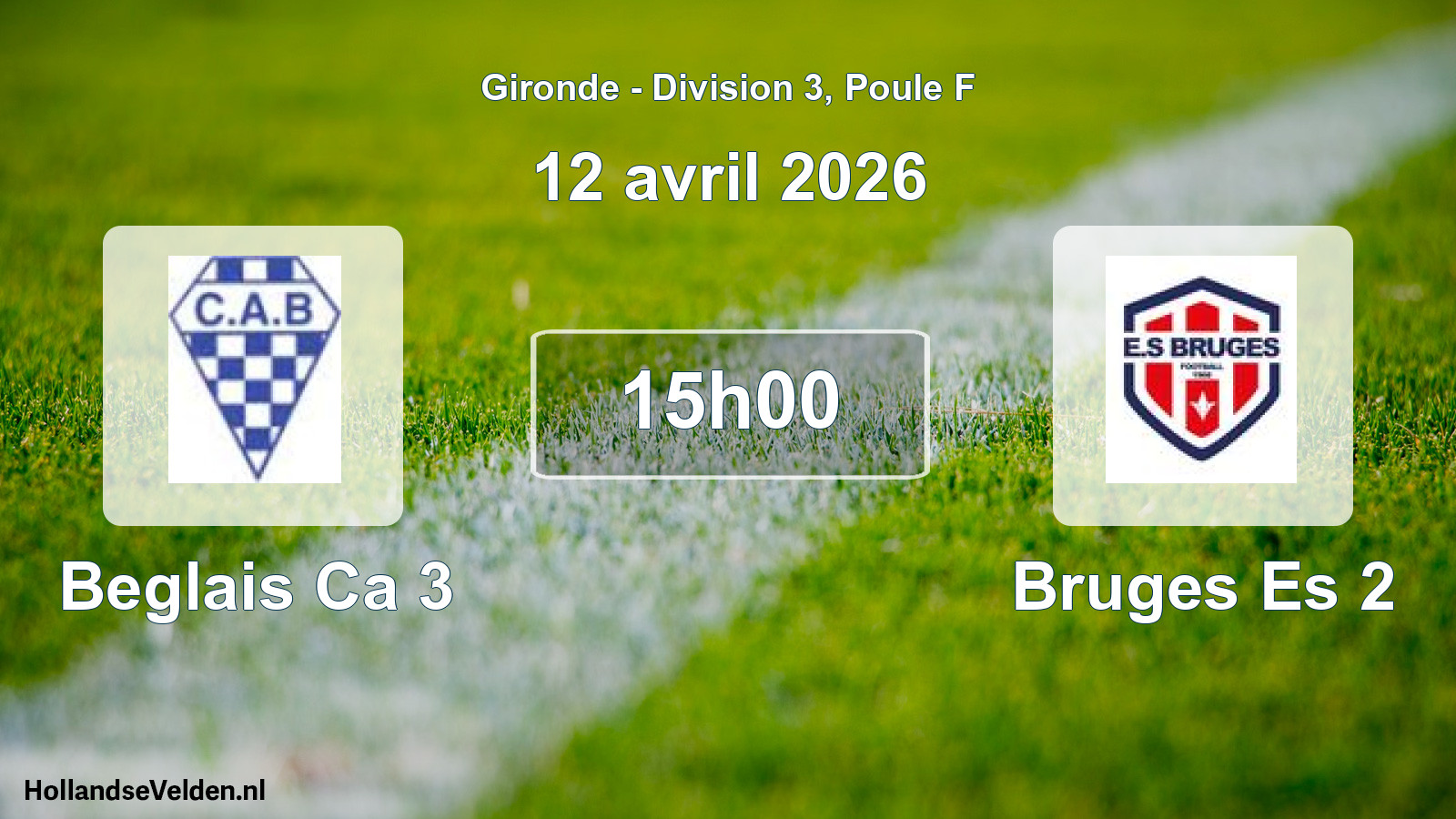 Geplande wedstrijd: Beglais Ca 3 - Bruges Es 2 (12 avril 2026)