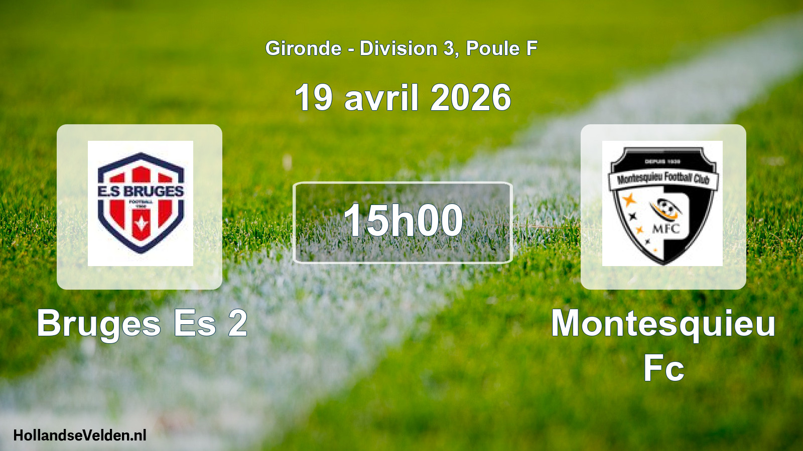 Geplande wedstrijd: Bruges Es 2 - Montesquieu Fc (19 avril 2026)