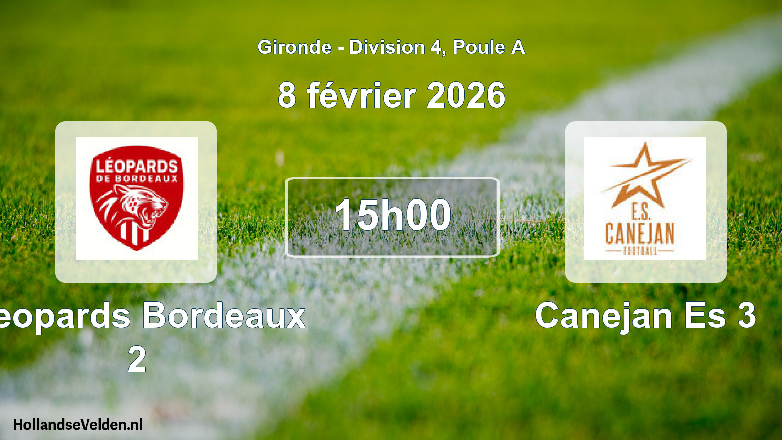 Geplande wedstrijd: Leopards Bordeaux 2 - Canejan Es 3 (8 février 2026)
