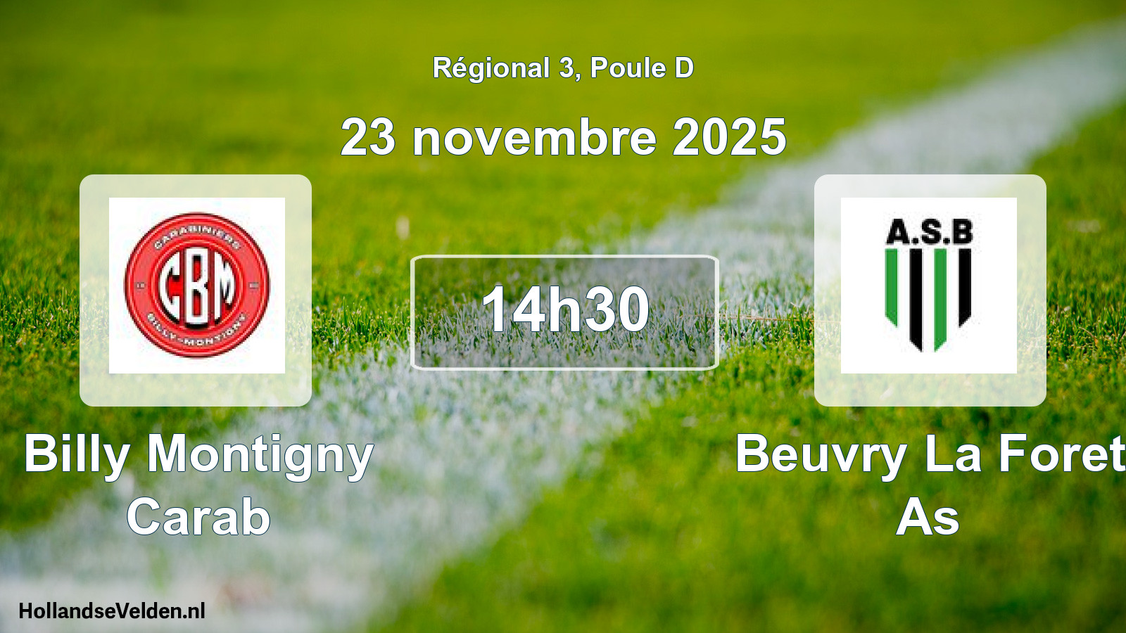 Geplande wedstrijd: Billy Montigny Carab - Beuvry La Foret As (23 november 2025)