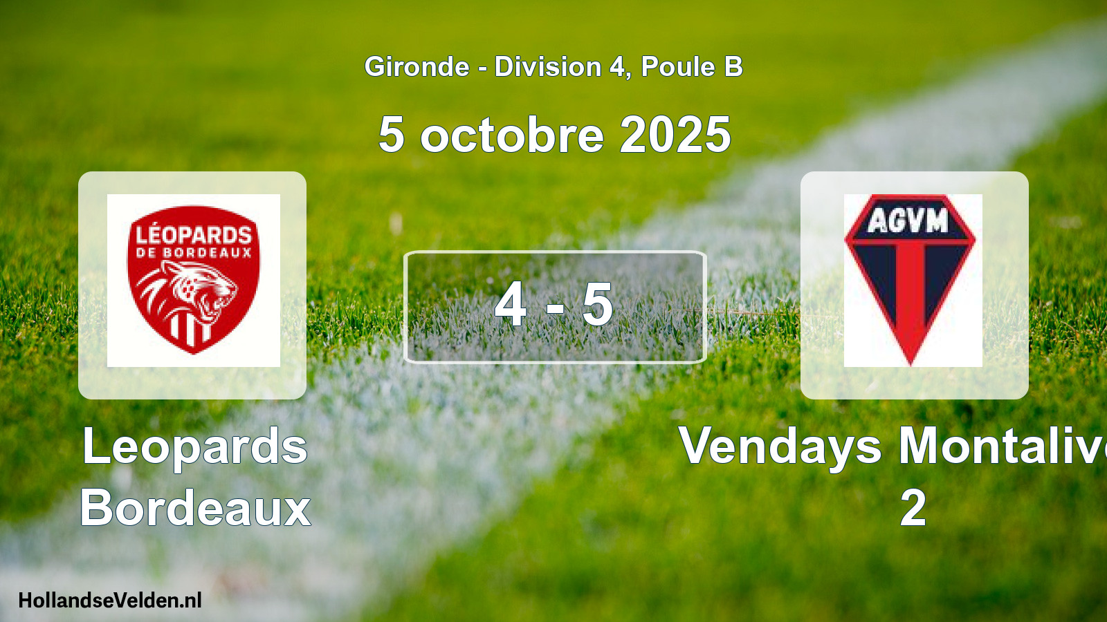 Total number of matches played: Leopards Bordeaux - Vendays Montalivet 2 4 - 5 (5 October 2025)