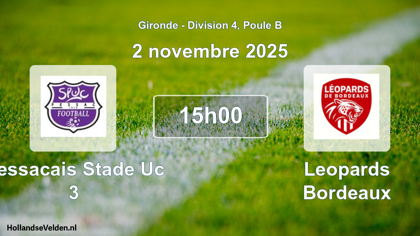 Geplande wedstrijd: Pessacais Stade Uc 3 - Leopards Bordeaux (2 novembre 2025)