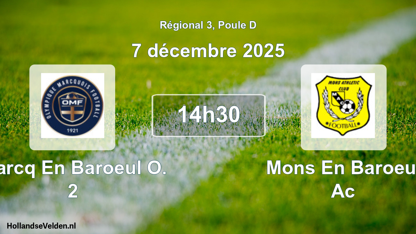 Scheduled Match: Marcq En Baroeul O. 2 - Mons En Baroeul Ac (7 December 2025)
