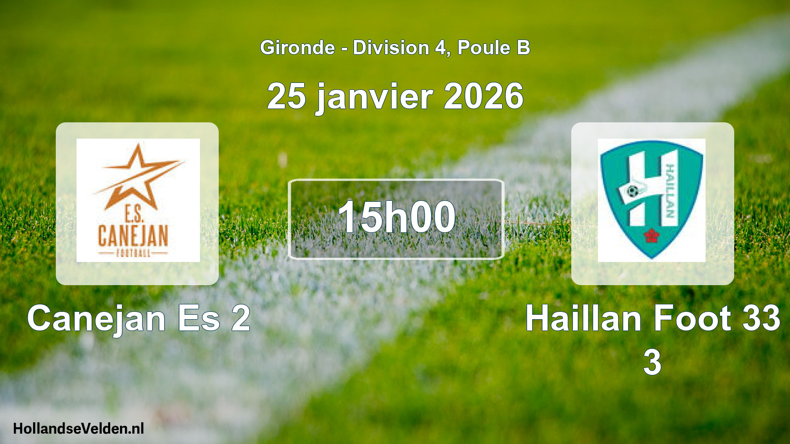 Scheduled Match: Canejan Es 2 - Haillan Foot 33 3 (25 January 2026)