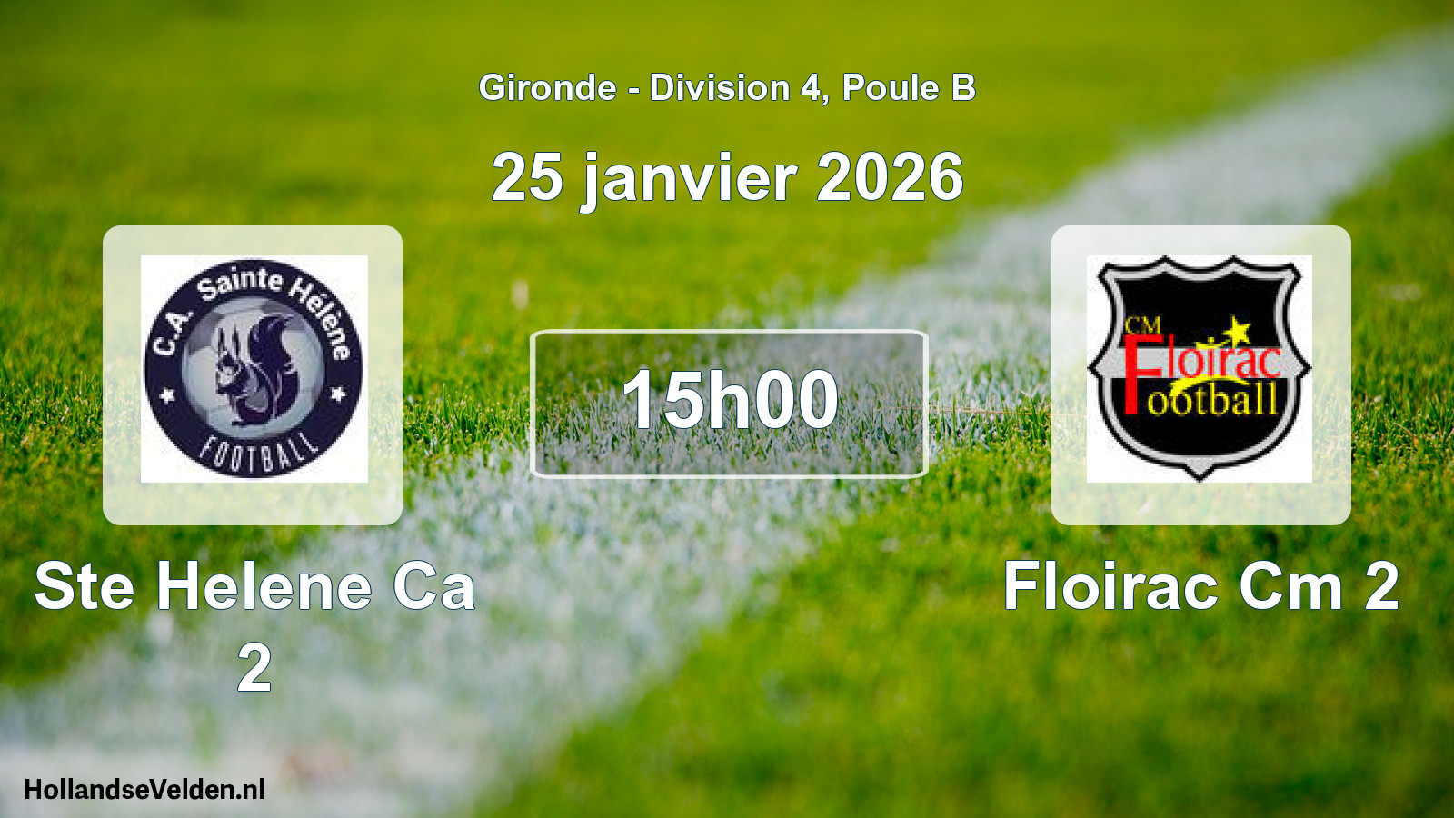 Scheduled Match: Ste Helene Ca 2 - Floirac Cm 2 (25 January 2026)