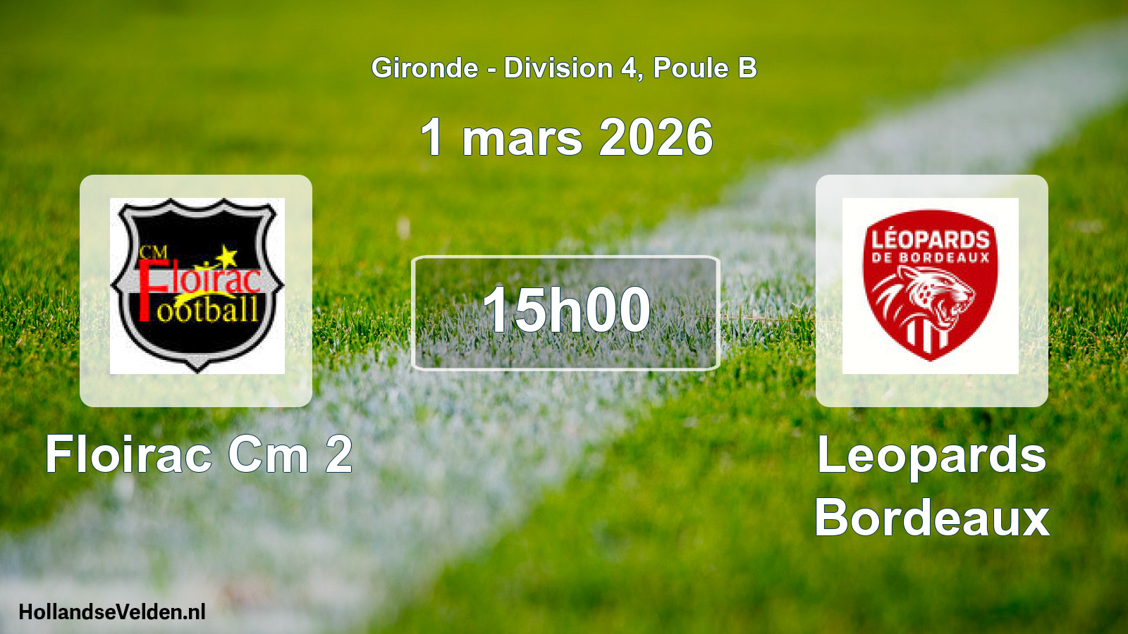 Scheduled Match: Floirac Cm 2 - Leopards Bordeaux (1 March 2026)