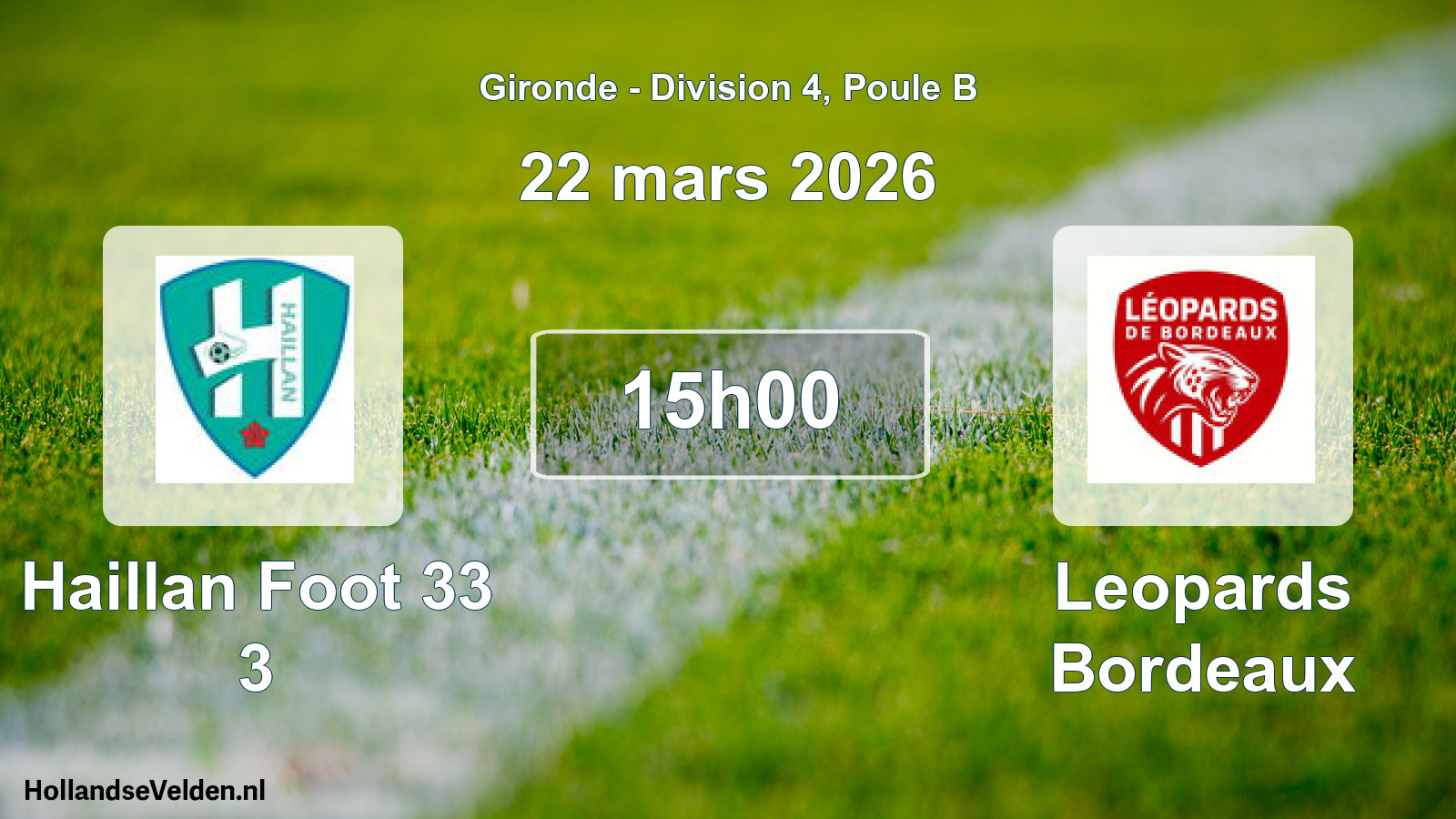 Geplande wedstrijd: Haillan Foot 33 3 - Leopards Bordeaux (22 maart 2026)