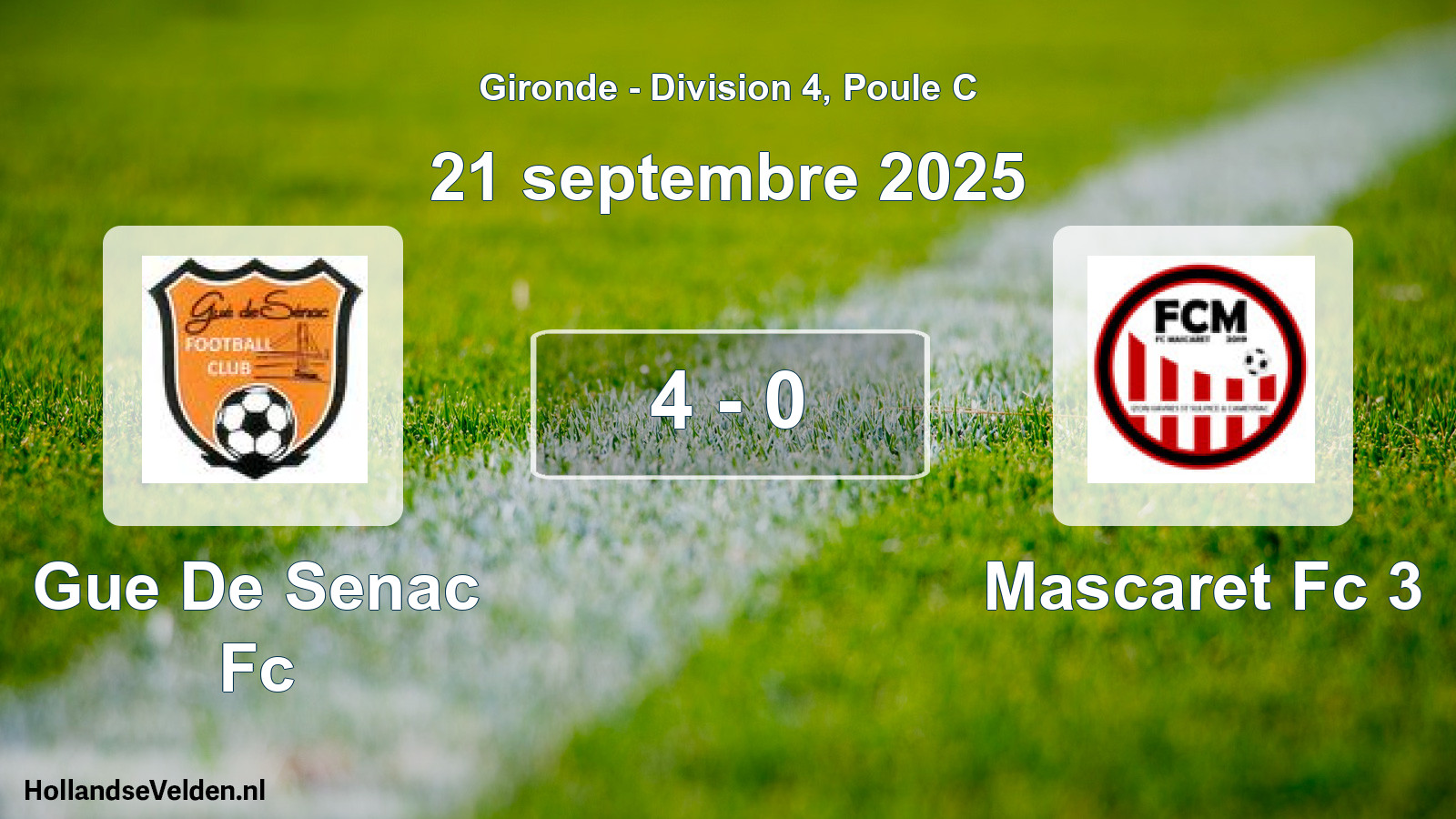 Gespeelde wedstrijd: Gue De Senac Fc - Mascaret Fc 3 4 - 0 (21 septembre 2025)
