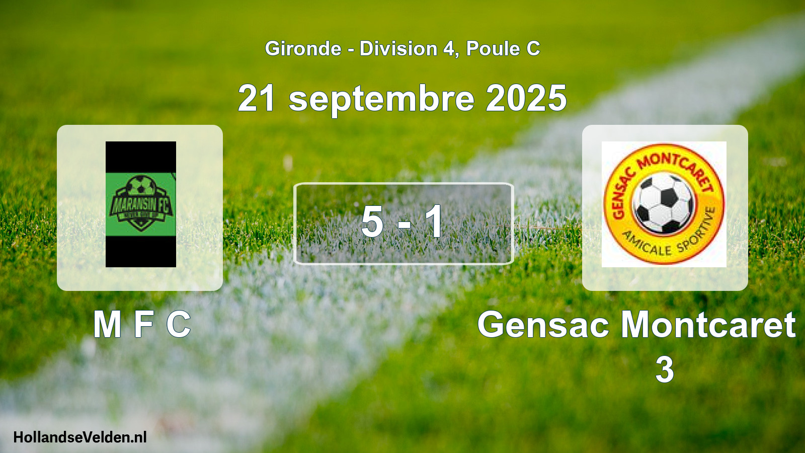 Total number of matches played: M F C - Gensac Montcaret As 3 5 - 1 (21 September 2025)