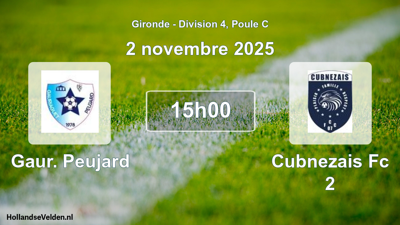 Geplande wedstrijd: Gaur. Peujard - Cubnezais Fc 2 (2 novembre 2025)