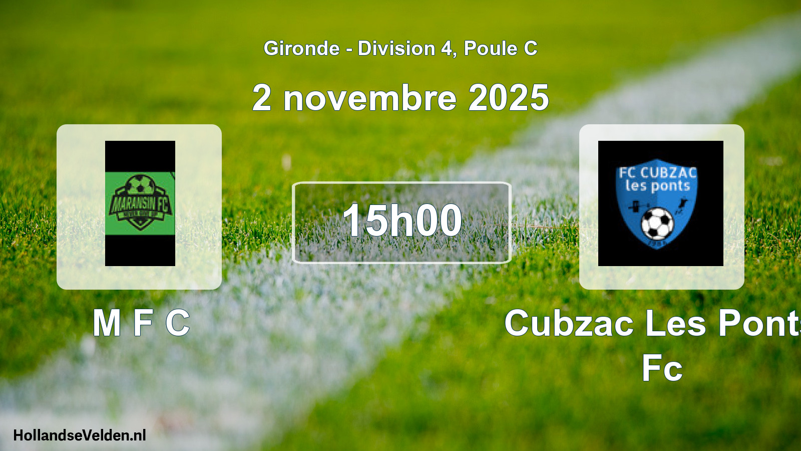 Geplande wedstrijd: M F C - Cubzac Les Ponts Fc (2 novembre 2025)